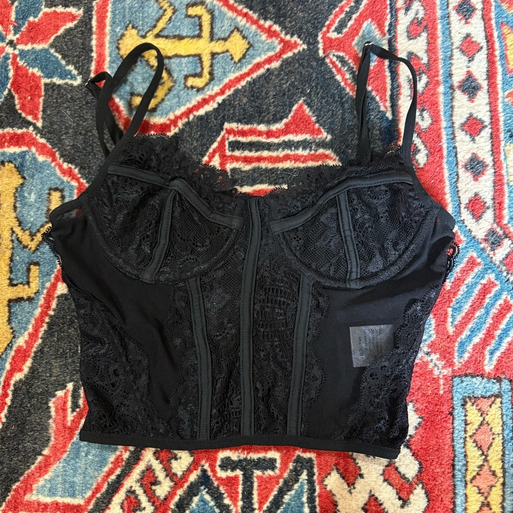 Princess Polly Sheer Black corset top